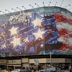 Iran displays mural warning of response to potential US attack